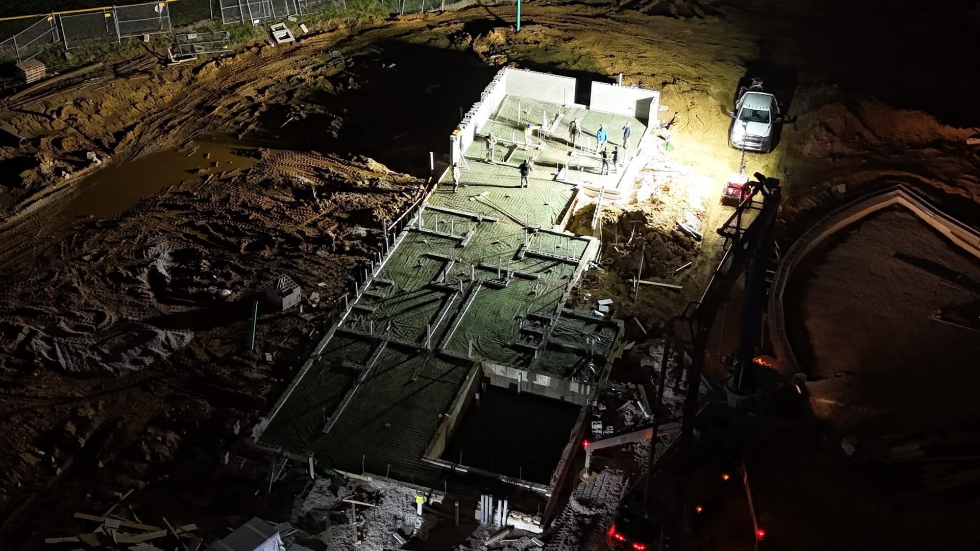 Night concrete pour — Camp Taylor Memorial Park Pool, Louisville KY